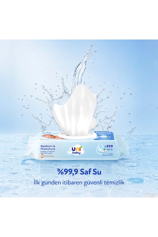 Uni Baby Newborn & Premature Yenidoğan Islak Pamuk Mendil 24x40 960 Yaprak 24'lü Set