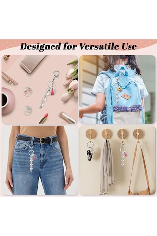 Gatherco Anahtarlık Yapım Seti - Kendin Yap Anahtarlıklar, 10 Boncuklu Anahtarlık Çubuğu, 10 Püskül, 10 Akrilik Boş Parça, Charm Anahtarlık Yapım Seti