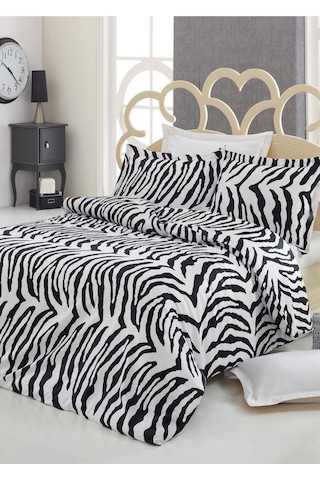 Çeyiz Diyarı Zebra Pamuk Saten Çift Kişilik Nevresim Takımı Siyah - Beyaz