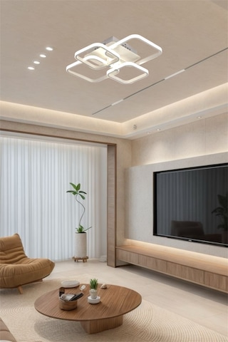 Ey Shop Beyaz 4 Lü Kare Model 3 Renk Led Avize Beyaz