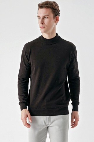 Morven Erkek Siyah Basic Yarım Balıkçı Yaka Dynamic Fit Rahat Kesim Triko 25kc017002001 Siyah