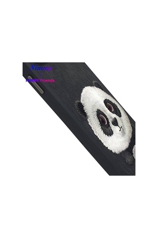 Delux Serisi Siyah Kaplama Aksesuar Çeşit Desenli Kap Samsung Galaxy S24 Ultra Panda Kılıf 3d