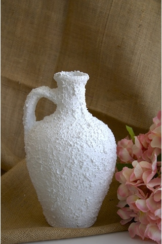 Beyaz Renk Çömlek Vazo Toprak Vazo Dekoratif Vazo