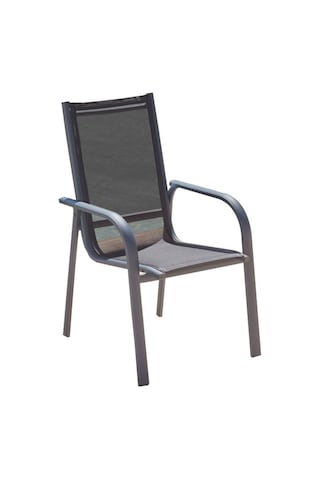 Erinöz Lena Alüminyum Bahçe Sandalyesi Antrasit Gövde Siyah File Antrasit