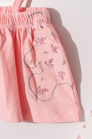 Kıpırık Baby Kız Bebek Çocuk Askılı Pembe Tişört Çiçekli Etekli Takım-1151 Pembe