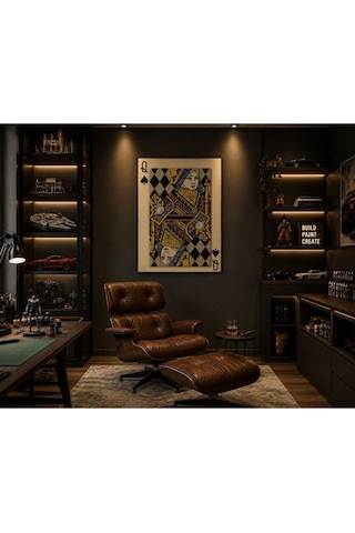 Queen Of Spades İskambil Temalı Modern Kanvas Tablo Siyah Gold Lüks Duvar Dekoru Poker & Casino Konsept Premium Canvas Art