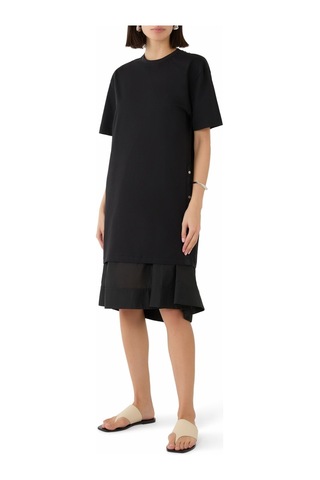 3.1 Phillip Lim Etekli Oversize Tişört Kombo Elbise Rahat Ve Şık Kadın Elbisesi Siyah