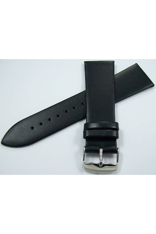 Bizon 24Mm Siyah Deri Saat Kayışı Dikişsiz Klasik Saat Kordonu Si