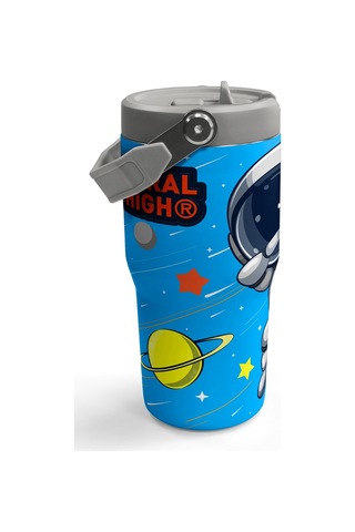 Coral High Lacivert Mavi Astronot Desenli Katlanır Ağızlıklı Çelik Termos 600 Ml 38923 Mavi