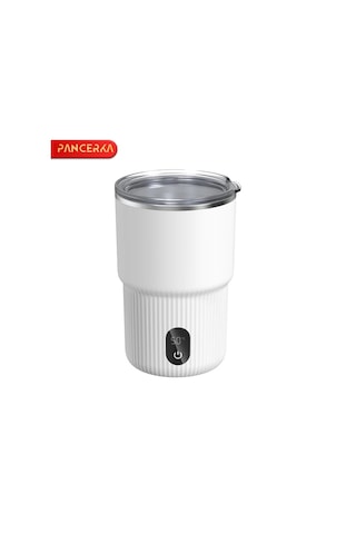 Elmpaly Pancerka Otomatik Karıştırmalı Manyetik Usb Şarjlı Kahve Termosu 316 Sus Beyaz