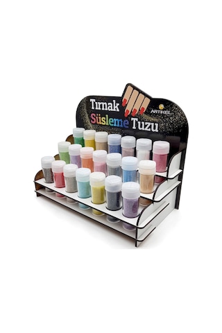 Artikel Renkli Tırnak Süsleme Tuzu Standı Nail Art 21 Adet