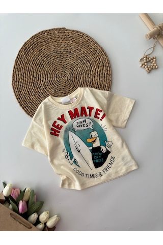 Miniğimin Cicileri Hey Mate Erkek Çocuk Tşört - Bej