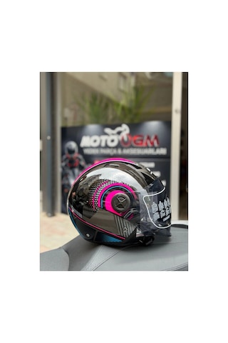 Fx-101 Pink Woman Yarım Camlı Kask Çok Renkli