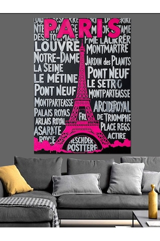 Ahşap Tablo Yazılarla Paris Ve Eyfel