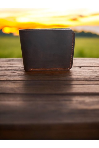 Parla Leather Bifold El Yapımı Hakiki Deri Baba Cüzdanı Taba