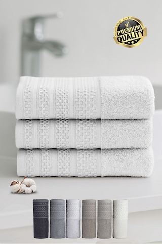 Softure 3 Lü El Yüz Havlusu Günlük Kullanım 50x90 Cm Yumuşak, Dayanıklı, Hızlı Kuruyan Buzgri