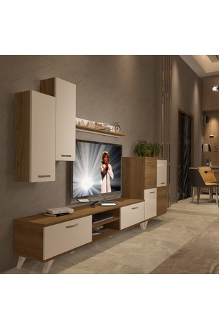 Decoraktiv Eko 6 Mdf Dvd Retro Tv Ünitesi Tv Sehpası Pera - Beyaz