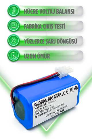 Ilıfe A8 Robot Süpürge Bataryası 2600mah Li-ion Pil