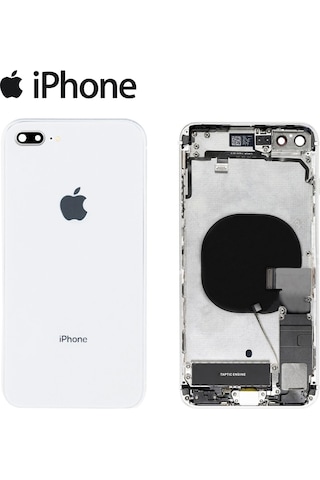 Apple Uyumlu iPhone 8 Plus Dolu Kasa Beyaz Renk Şarj Soketi+On Off Flex+Ses Flex Üstünde