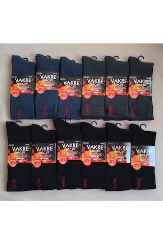 Erkek Kışlık Thermal Havlu Çorap 12 Adet Çok Renkli