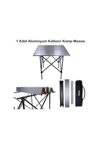 Solano Kamp Seti, 2 Adet Kamp Sandalyesi Ve Alüminyum Kamp Masası, Sağlam Kamp Piknik Seti Siyah