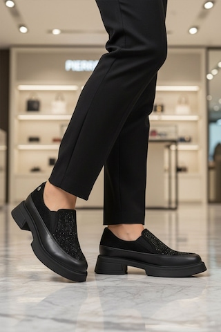Pierre Cardin Siyah Taş İşlemeli Hafif Kadın Casual Ayakkabı Pc-55216 Z Siyah