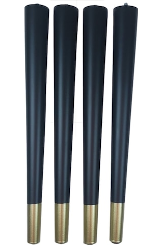 Gürgen Ahşap Sandalye Sehpa Ayağı Metrik-8 Vidalı 42 Cm - 4 Adet Ucu Gold Siyah Renk