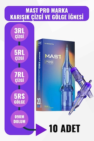 Mast 12 Li Karışık Kartuş Dövme İğnesi Seti -çizgi, Gölge İçin Dövme İğnesi Seti İğne Temizleme Köpüğü Hediyeli