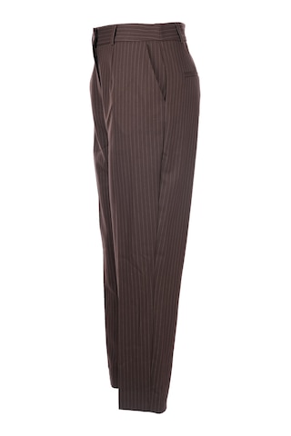 Unique Mode Minimalist Çizgili Midi Kadın Pantolon - Yüksek Bel Kahverengi