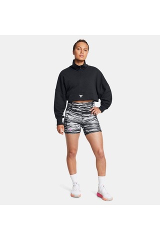Under Armour - Kadın Ua Project Rock Lets Go Btb Middy Baskılı Kısa Tayt 1388091-001 Black Vivid Magenta
