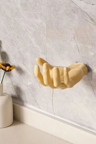 El Şeklinde Askı Kulaklık Banyo Mutfak Askısı 10 Cm 1 Mt Nano Bant Hediyeli Dekor Askı Beyaz