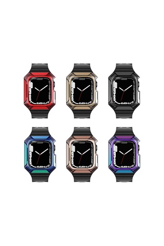 Apple Uyumlu Watch 44 mm Zore Krd-88 Sert Pc Kasa Koruyuculu Silikon Kordon
