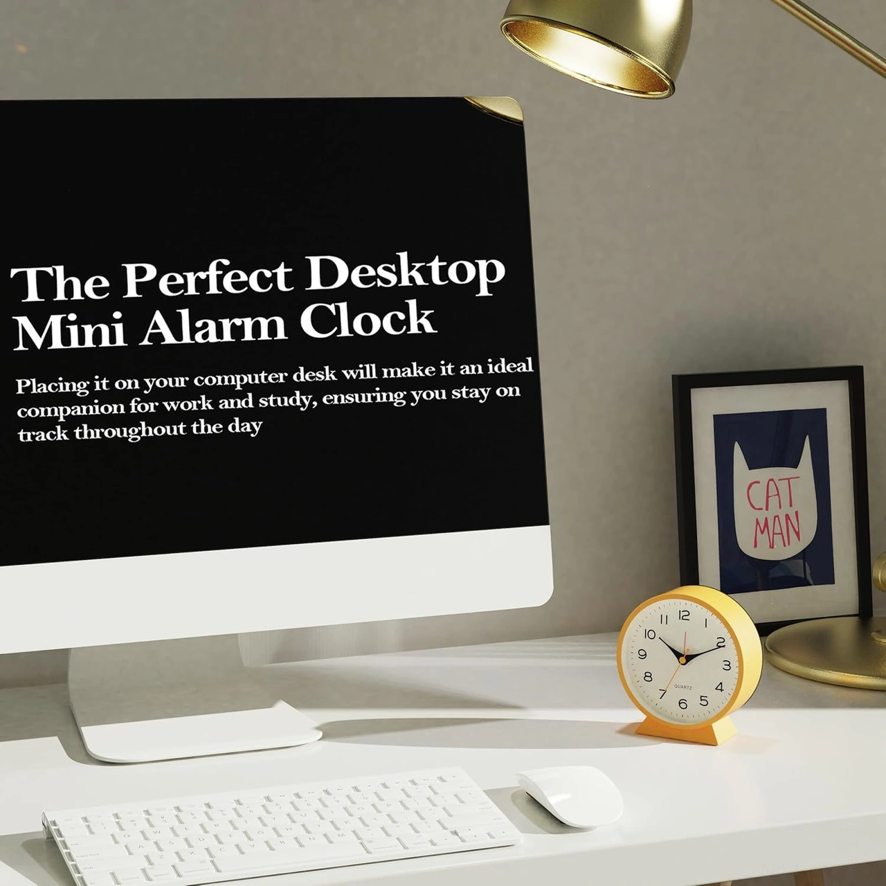 Youtek 4.5 İnç Retro Metal Alarm Saat - Gece Işıklı, Sessiz Kuartz Hareketli - Odalar İçin Dekoratif Masa Saati Turuncu 9062 Turuncu