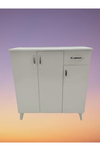 Ayakkabılık  Çok Amaç Model Parlak Beyaz Hard suntalem Demonte 5raf 1çekmece El Yapım Beyaz