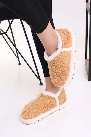 Modafrato Vıola Kadın Panduf Ev Ayakkabısı Ev Botu Taba