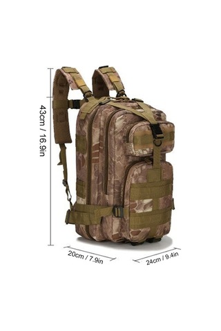 Ebitda Siyah, Haki, Kamuflaj Oxford Kumaş Sırt Çantası - 24x20x43cm - 4 Renk Seçeneği Çok Renkli