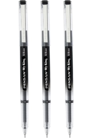 Pensan My King İğne Uçlu Pilot Kalem 05 Uçlu Extra Fine 3 Lü Set 1 Adet - Siyah Çok Renkli
