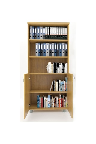 Modüler Dünyası Kapaklı Kitaplık Dosya Dolabı Teak - 80X38X188 Teak