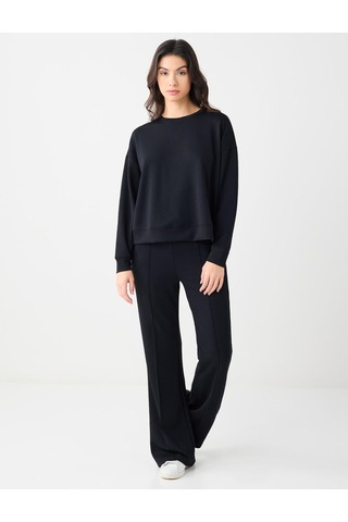 Jimmy Key Jimmy Key Siyah Rahat Kesim Bisiklet Yaka Modal Örme Sweatshirt 6sw235403900