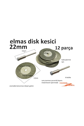 Elmas Disk Kesici 22 MM Cam Fayans Kesici Taşlama Hobi Kesme Elmas Disk Kesici 22 MM Cam Fayans Kesici Taşlama Hobi Kesme