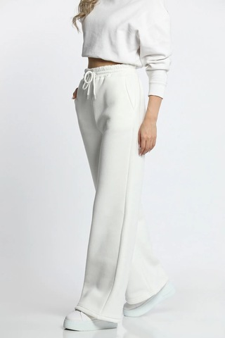 Gugus Kadın Trend Bol Paça Modal Kumaş Eşofman Altı Çift Cepli Wide Leg KREM