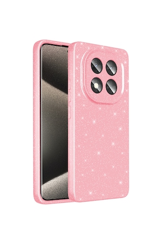 Xiaomi Redmi Note 14 Pro 5g Kılıf Kamera Korumalı Simli Lüks Zore Koton Kapak Açık Pembe