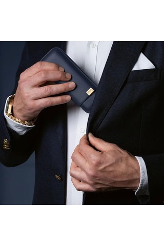 Davidoff Iconic Seri Deri Puro Kılıfı Lacivert Gold 3lüi 64 Ring