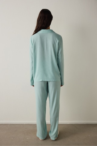Penti Mint Sleep-In Yıldız Desenli Gömlek Yaka Uzun Kollu Pijama Takımı