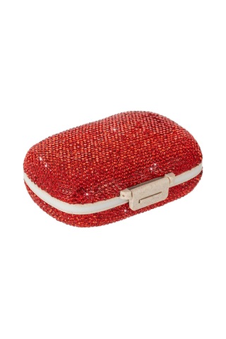 8 Bölmeli Bling Hap Kutusu Lüks Çift Taraflı Yapay Elmas Hap Kutusu Nem Geçirmez Su Geçirmez Seyahat Mücevher Kutusu Günlük Kırmızı,