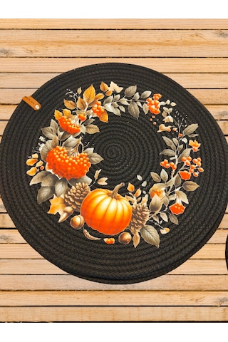 6 Kişilik 12 Parça Amerikan Servis, Hasır Supla Takımı, Tabak Alt Siyah