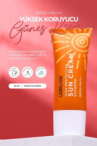 Lebelage Nemlendirici ve Yüksek Korumalı Extreme Güneş Kremi Lebelage Long Lasting Spf 50 + Pa +++