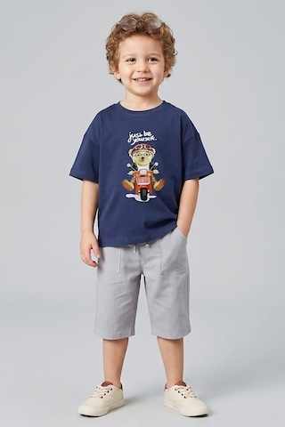 Dmb Boys & Gırls Erkek Çocuk Ayıcık Baskılı Tshirt 1-7 Yaş Mavi-2797