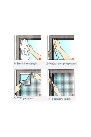 Pencere Sinekliği Cırt Bantlı 150x130 Cm Çift Kanat Sineklik Sivrisinek Engelleyici Pencere Sinekli