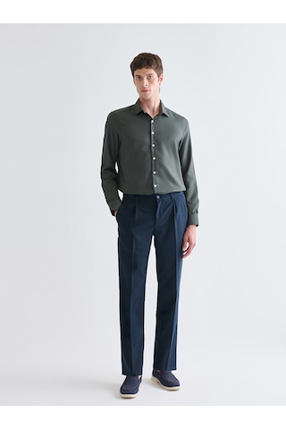 Lcw Busıness Haki Slim Fit Uzun Kollu Armürlü Erkek Gömlek